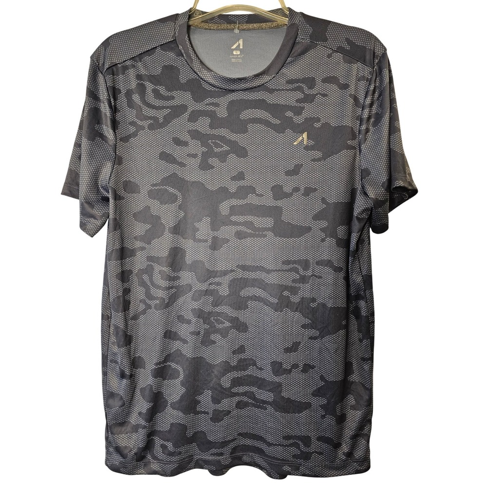 And1 Mens Qwick-Dry Performance T-Shirt Large Gray Black Camo Workout Gym Top